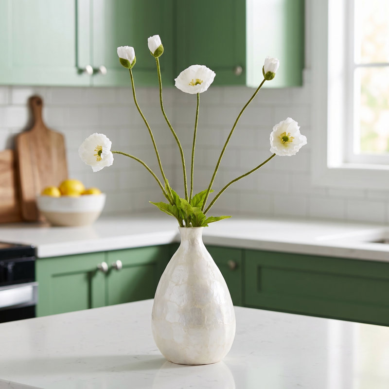 Coquelicot d'été + bourgeon 29 po , Blanc