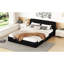 Grand lit tapissier noir - Fabrication pour matelas avec plateforme de protection