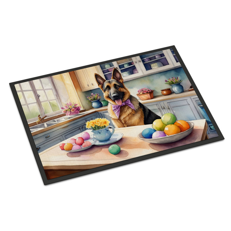 Decorating Easter German Shepherd Doormat, 24" W x 36" L