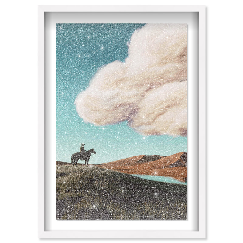 Cowboy Surreal Framed Graphic Art, 31.5"H x 21.5"W, White Shadowbox