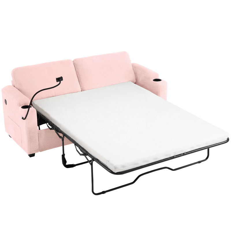Canapé-lit 72,8 po avec matelas double, Rose