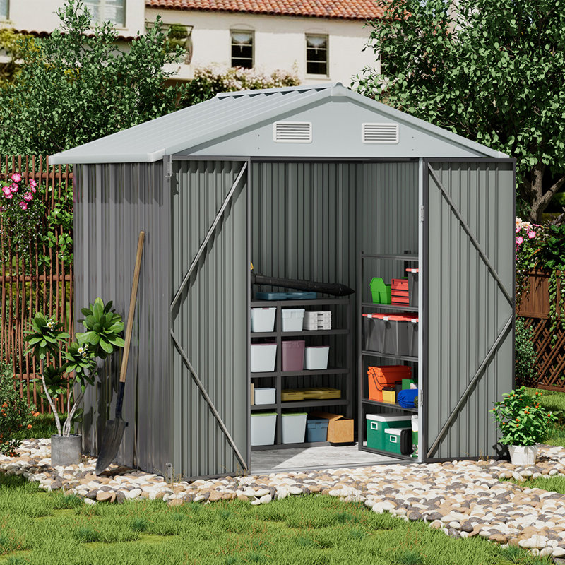 Brecklin 4 ft. W x 6 ft. D Metal Reverse Apex Storage Shed