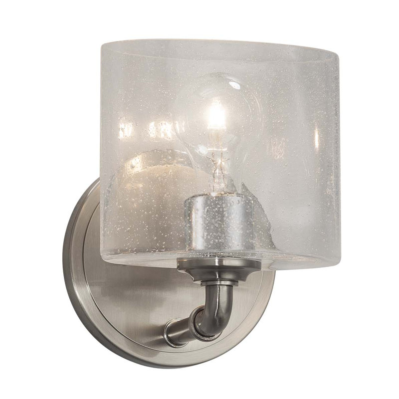 LED Armed Sconce, Dark Bronze, Seeded, Dedicated LED