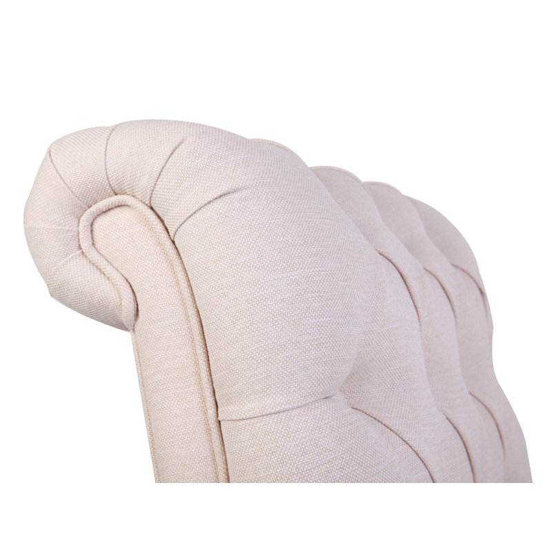 Élégant fauteuil à oreilles, couleur écru, 24,0 x 36,2 x 35,4 pouces | Structure en bois massif, tissu 100% polyester facile à nettoyer | Parfait pour un décor rustique et traditionnel, des sièges confortables pour le salon ou le salon de l'hôtel