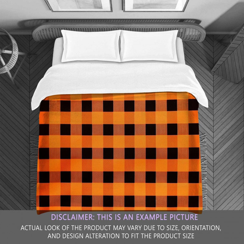 Gingham Comforter, Twin Comforter, Black/Orange