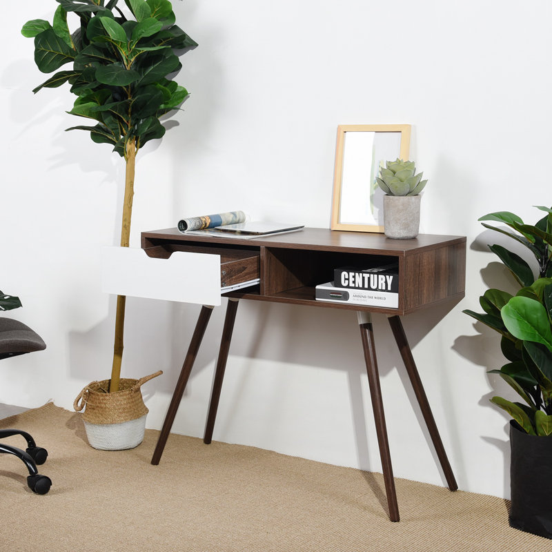 Stacey Solid Wood Base Writing Desk, Walnut