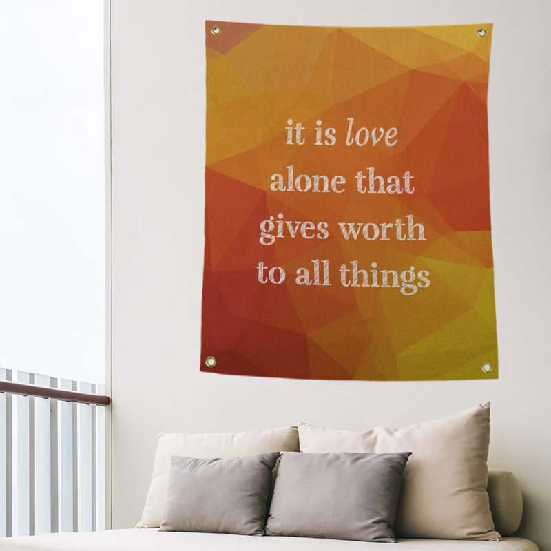 Tapisserie en polyester en faux gemme love quot, H 80 po x l 59 po, Ambre
