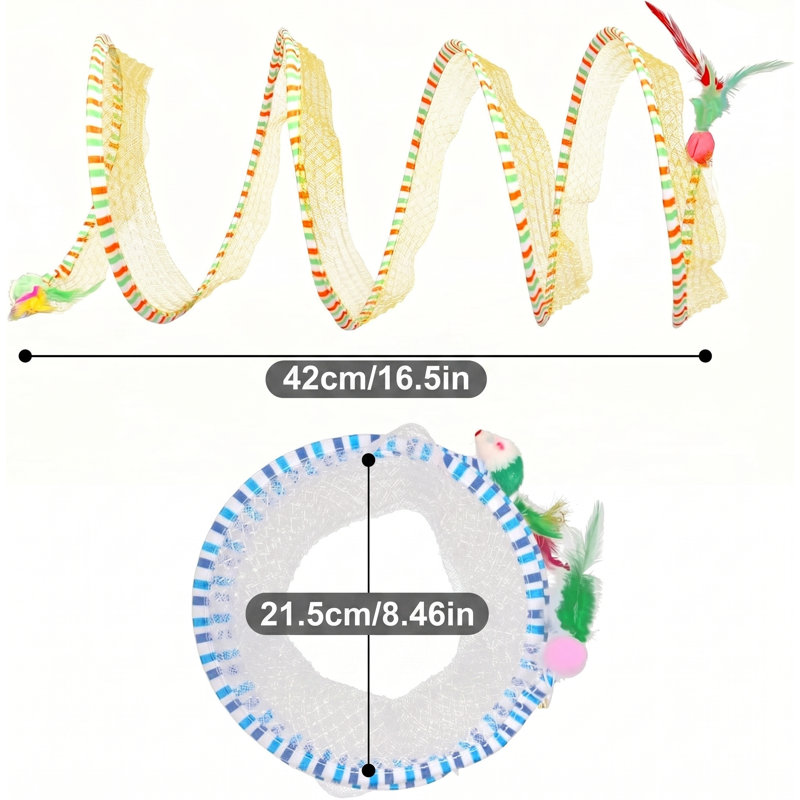 Ensemble de 2 jouets pour grand lit pliable avec plumes et clochettes, jaune et bleu, pour l'intérieur et l'extérieur