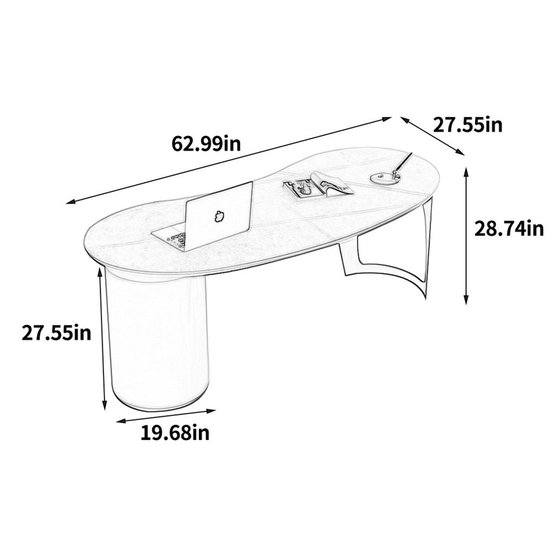 Mascorro Computer Desk, 28.74" H x 62.99" W x 27.55" D