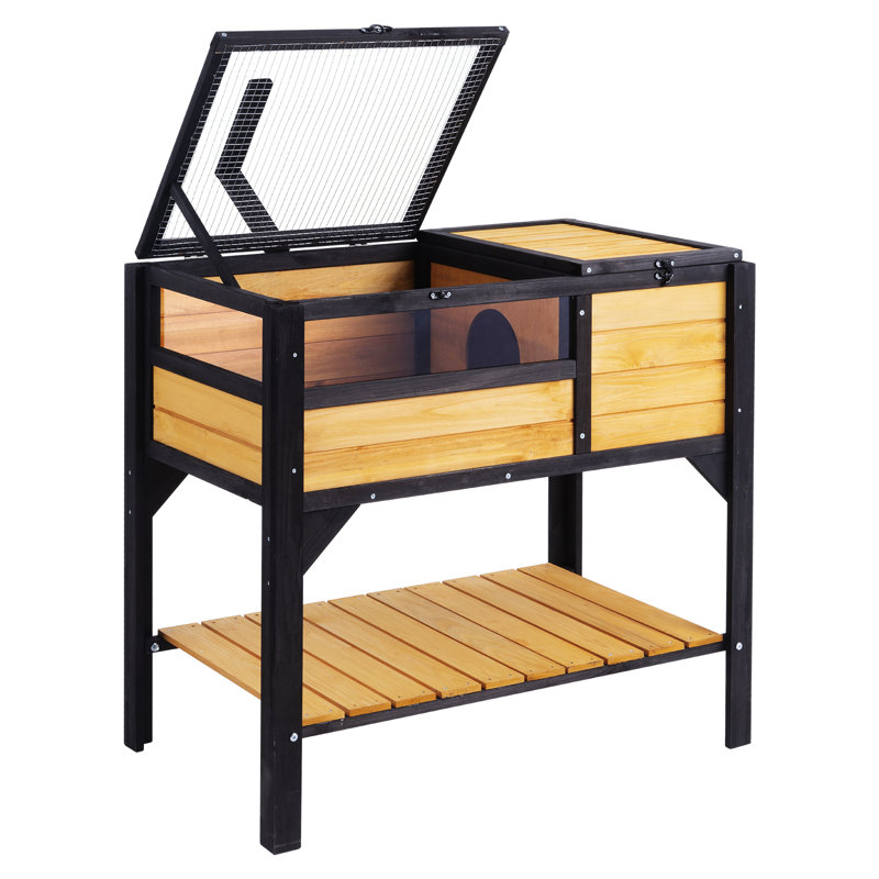 Natural Cedar and Black Wood Tortoise Habitat with Stand