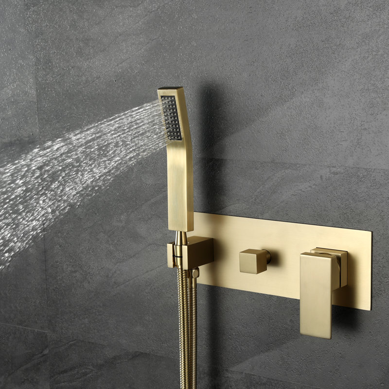 Complete Shower System with Rough in-Valve, Brushed Gold