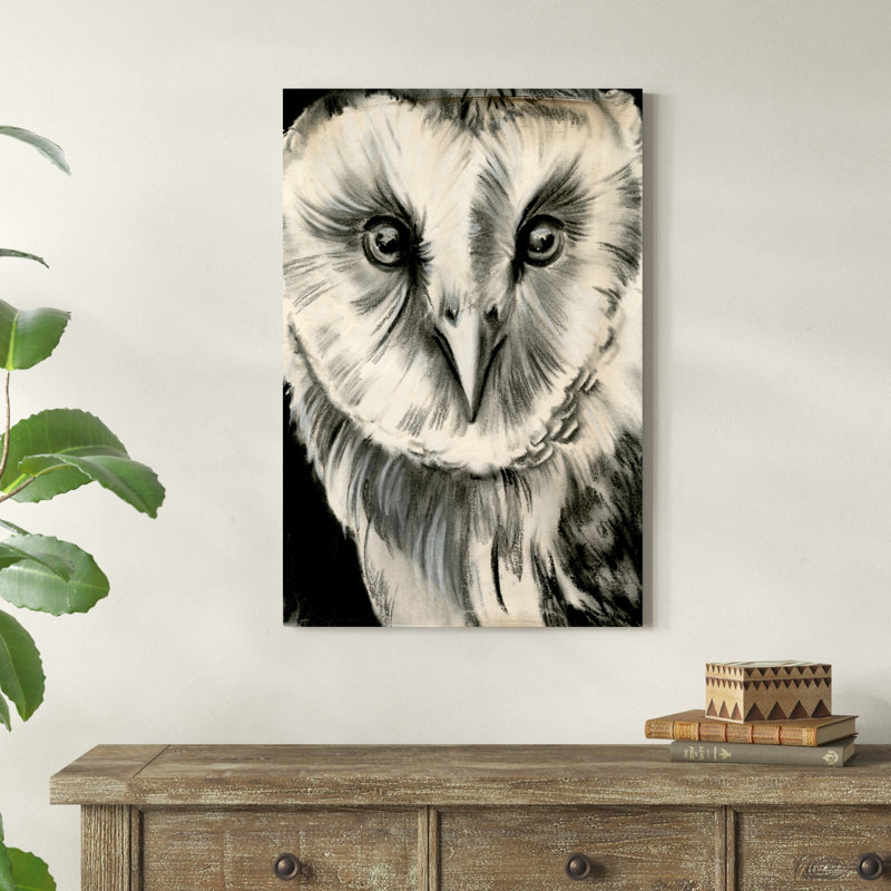 Hibou gris anthracite II, H 36 po x l 24 po x P 1,25 po