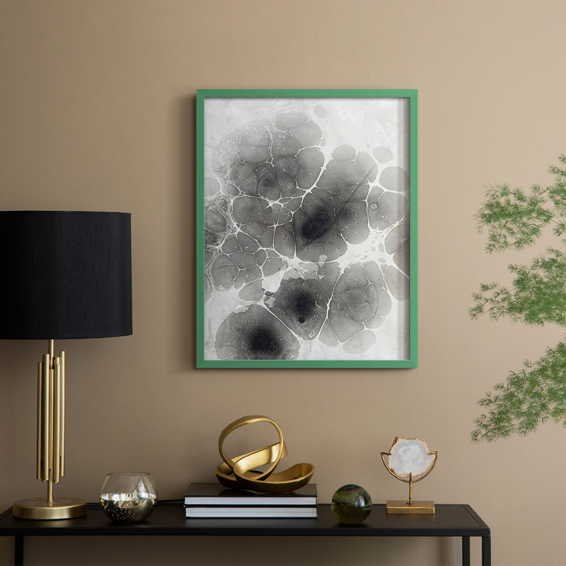 Marbré, reproduction encadrée sur bois massif, H 15 po x l 12 po, Vert