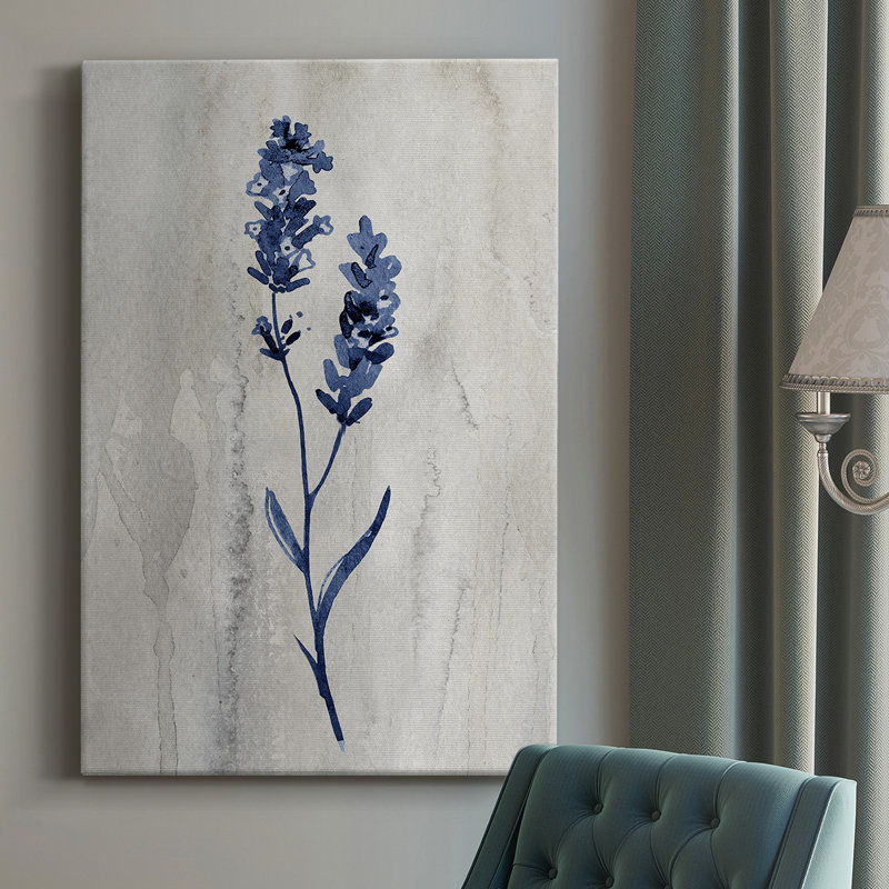 Indigo Botanical II - impression sur toile tendue, H 60 po x l 40 po