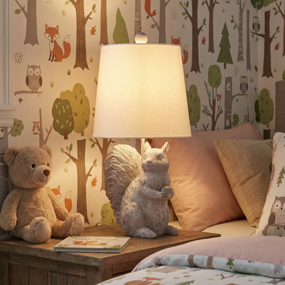 19" Resin Squirrel Table Lamp With Shade