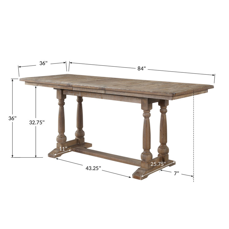 Extendable Pine Solid Wood Base Dining Table