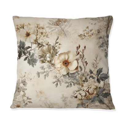 Coussin décoratif rétro à imprimé floral beige Countryhome Vintage III