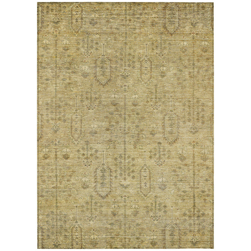 Tapis intérieur / extérieur lavable 5 pi x 8 pi doré et taupe