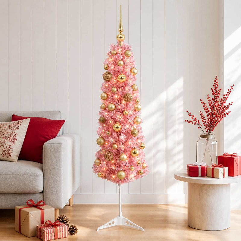 Christmas Tree, 120 cm, with LEDs & gold/bronze balls