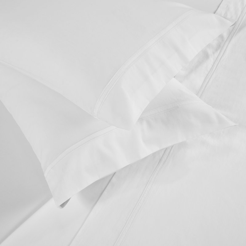 Ensemble de draps de lit Fieldstone, Ensemble de draps pour lit double avec 2 taies d'o, Blanc
