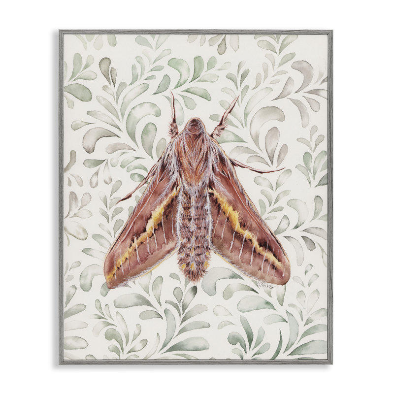 Giclée encadrée «Moth Over Leaf Sprig», conception par Cady, H 30 po x l 24 po, Estampe numérique Farmhouse