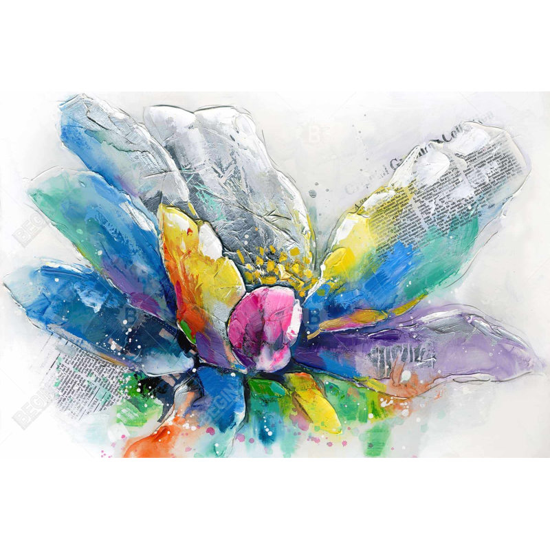 "Fleur abstraite avec journal" sur toile