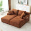 Double méridienne orange, compressible et sans assemblage, canapé-lit moelleux pour la lecture du salon de la chambre à coucher, confort de rembourrage à ressorts, style tissu velours côtelé