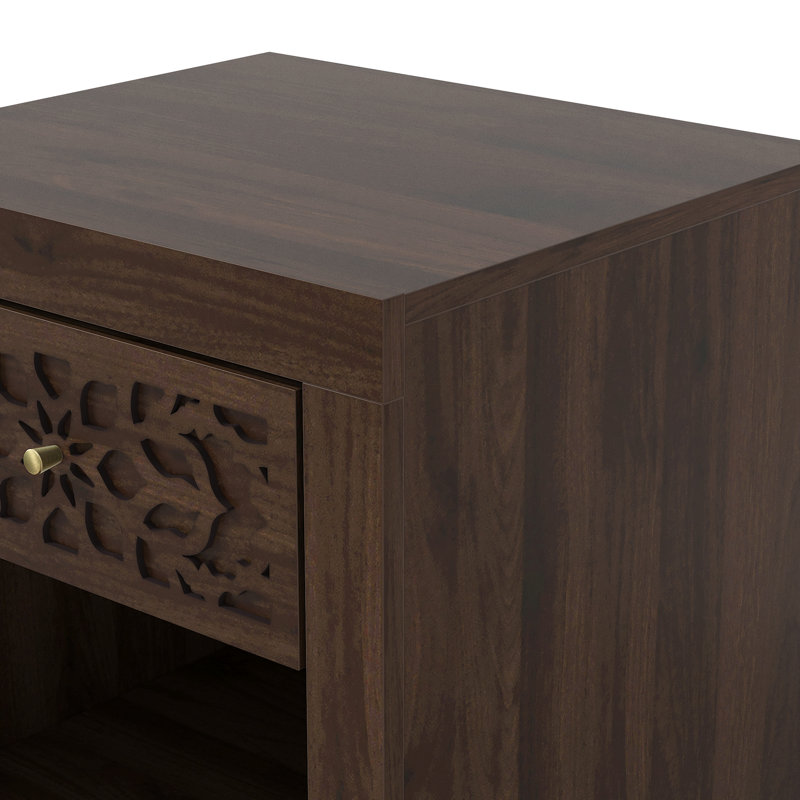 Lukasik 1 Drawer Nightstand, Royal Walnut