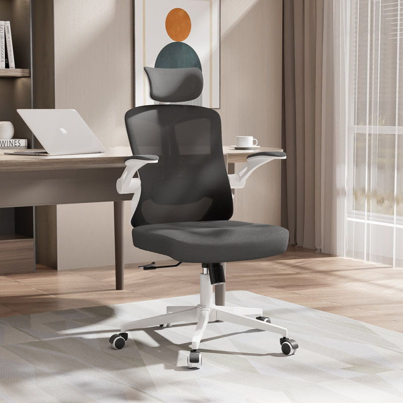 Office Chair,Ergonomic Comfy Home Desk Chair with 350LBS Capacity,High Back Gaming Chair with Wheels,Mesh Computer Chair,Lumbar Support, Adjustable Headrest,Flip-up Armrest