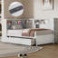 Lit de jour simple en bois avec tablettes de rangement, USB et lit gigogne, blanc-1487016630