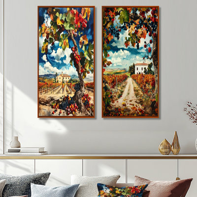 Vineyard Horizon in Italy I - Paysages, décorations murales traditionnelles, 2 pièces