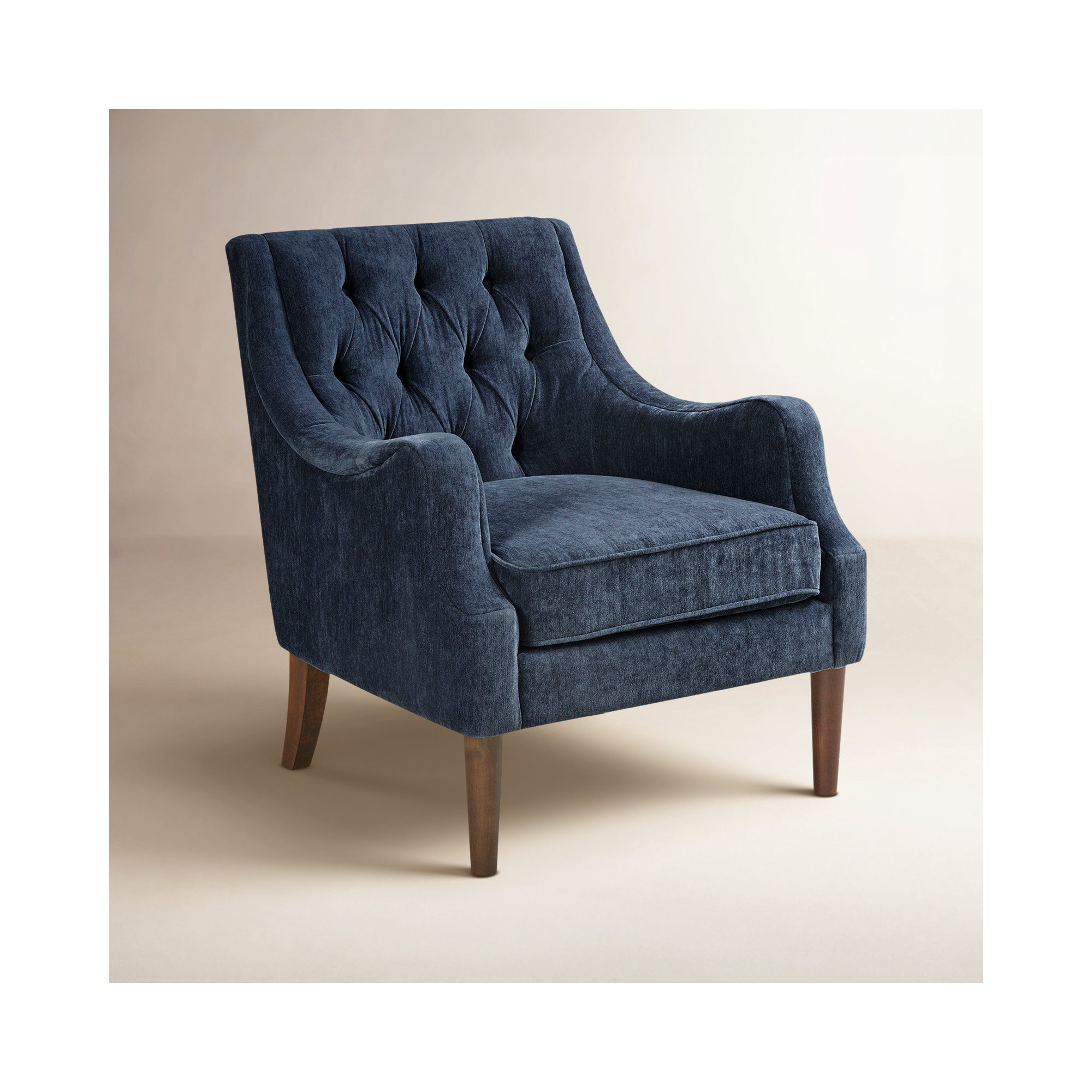 Anatonia 29.25" Wide Tufted Wingback Chair, Navy