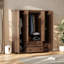 Garde-robe autoportante avec tringle, 2 tiroirs, deux sections de suspension et rangement inférieur - Organisateur de placard classique à grain de bois ou à finition blanche pour la chambre à coucher-671727861