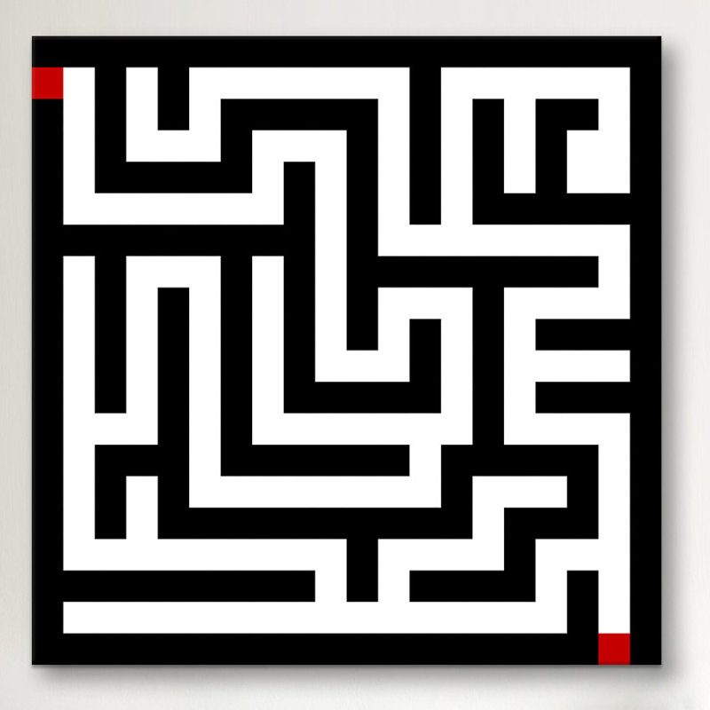 Albree Modern Labyrinth, impression sur toile, H 12 po x l 12 po x P 1,5 po, Pas de tapis, Toile tendue