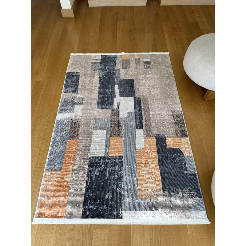 Tapis en coton Landree avec envers antidérapant, Rectangle 5 pi 11 po x 16 pi 5 po