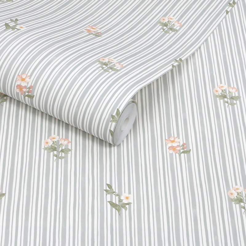 Martha Stewart Garden Stripe Linen Wallpaper, Blue