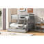 Lit superposé simple au dessus d'un lit double avec 2 tiroirs de rangement, sécuritaire et durable - blanc, sommeil stable et durable-403258868