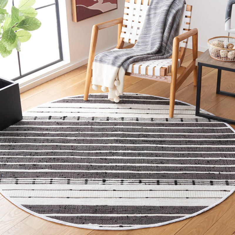 Dawsonville Striped Machine Woven Area Rug, Round 6'