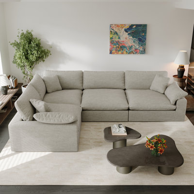 Amika Upholstered Cloud Couch Modular Sectional Sofa for Living Room and Bedroom