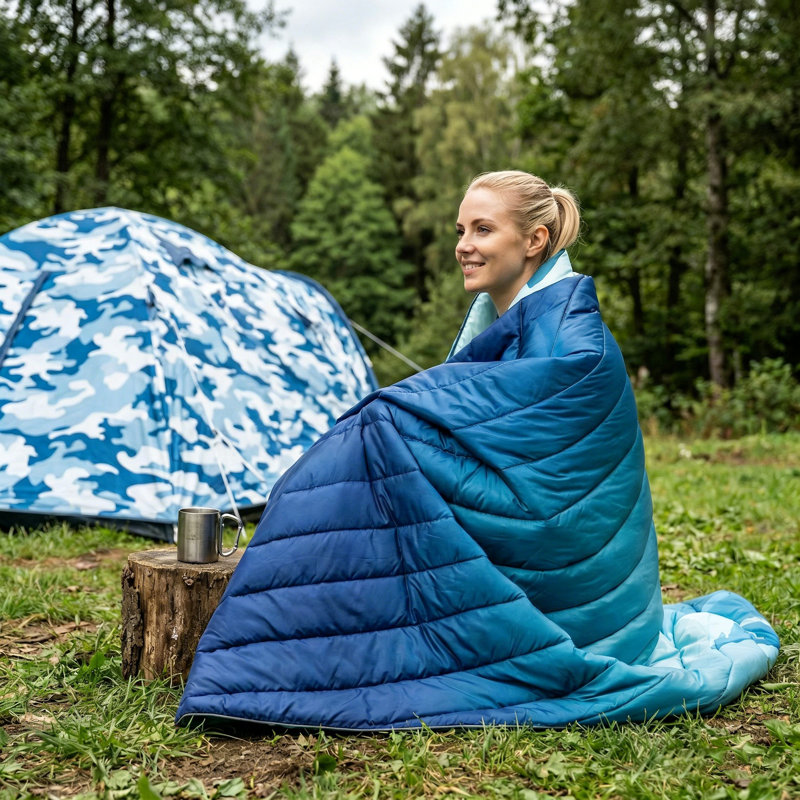 Couverture de camping imperméable de 79 po x 55 po, couverture de voyage légère en nylon pour la randonnée, plage, Blue Mountain