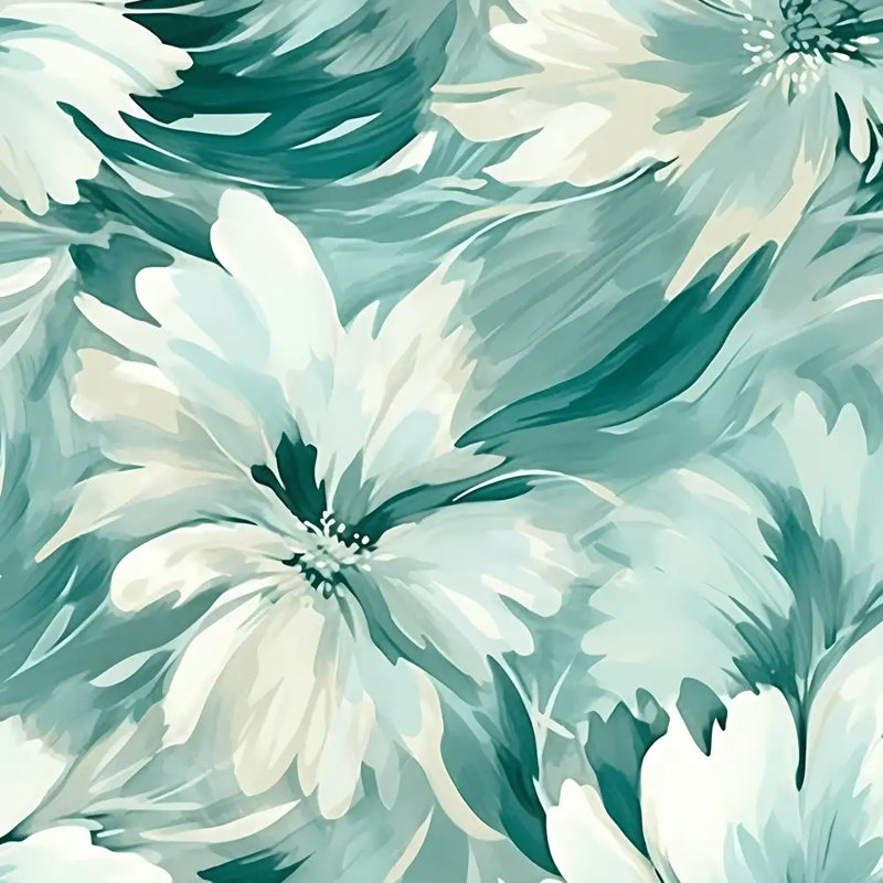 Rouleau de papier peint à motif floral abstrait bleu sarcelle