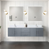 Geneva 72" Wall-Mounted Double Bathroom Vanity Set with Mirror