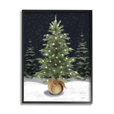 ba-824-Framed Christmas Tree Snow Scene by House Fenway Single Picture Frame Print on Canvas