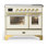 Cuisinière à induction 40 pouces avec 6 éléments à induction en blanc antique Majestic III Series (garniture laiton)