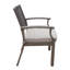 Chaises de salle à manger d'extérieur modernes en aluminium avec coussins gris foncé et argentés, conception à lattes ouvertes, 25,48 de large, structure stable, assemblage requis, rouille légère, incluse, structure