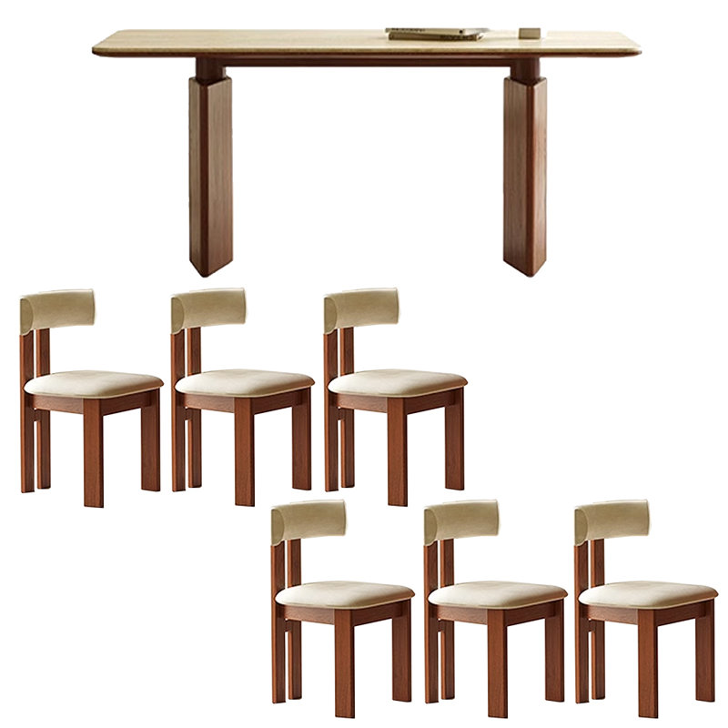 Cave stone slab rectangular dining table, 29.53"H x 63"L x 31.5"W