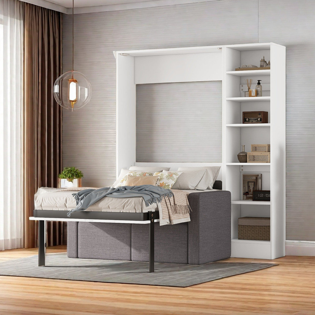 Hokku Designs Full Size Murphy Bed Wall Bed With Sofa,With Shelves ...