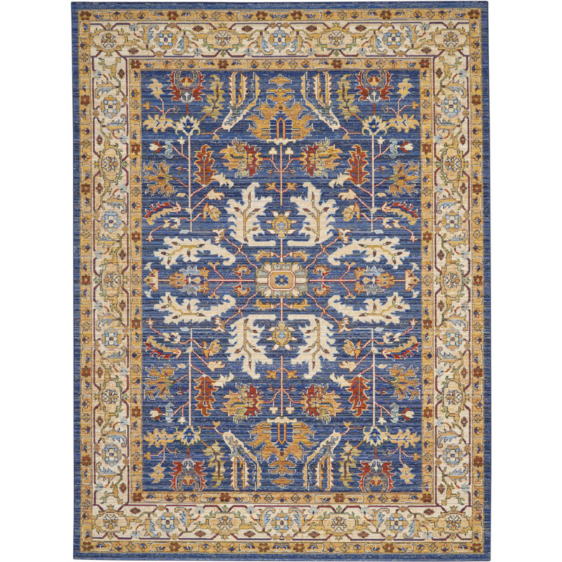 Tapis bleu Nakisha Oushak, Rectangle 8 pi 6 po x 11 pi 6 po