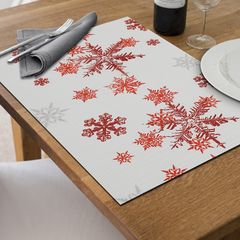 Napperon en vinyle (flocons de neige) - ensemble de 12, Rouge