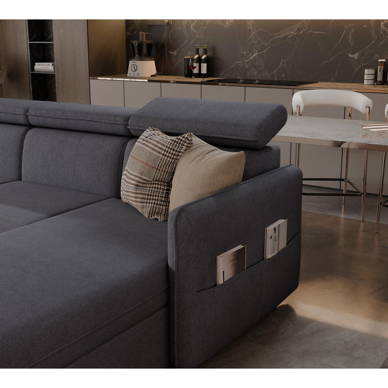 5 Seater Sofa Bed, Dark Grey